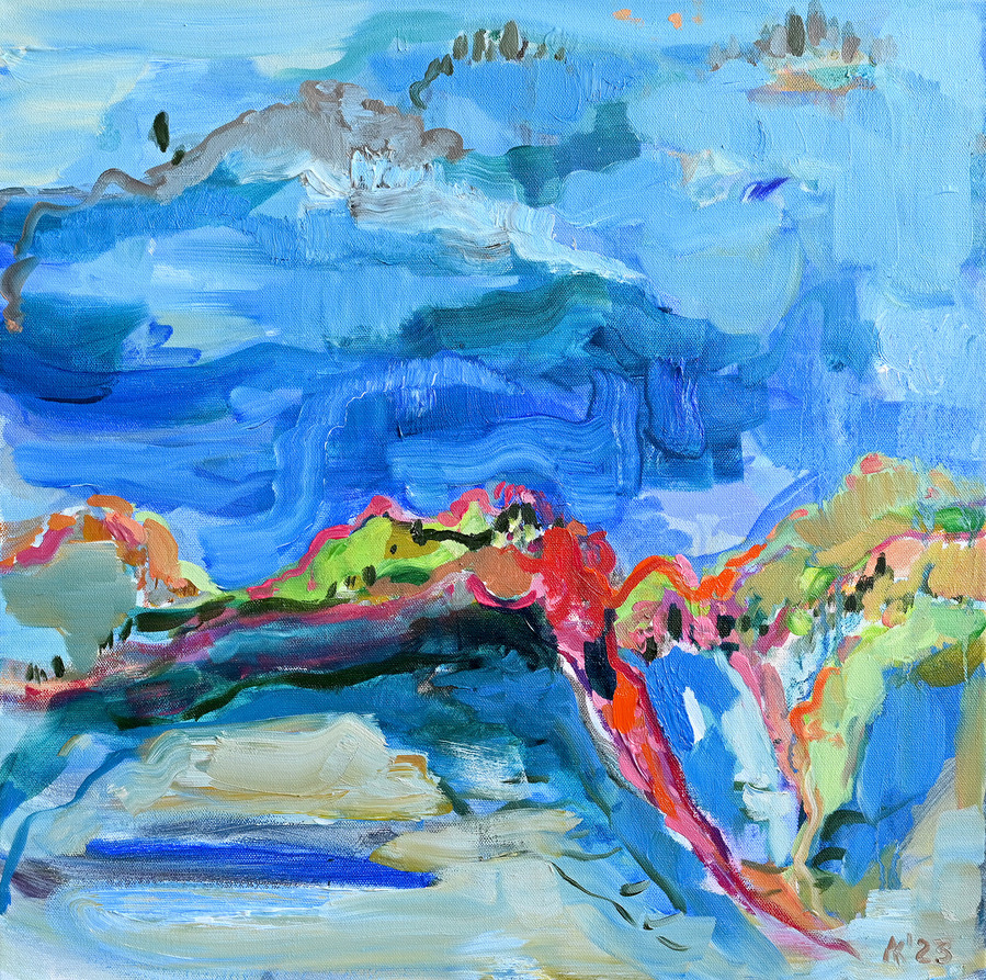 Medium size Contemporary expressionist acrylic painting on canvas by Asta Kulikauskaite Krivickiene. 