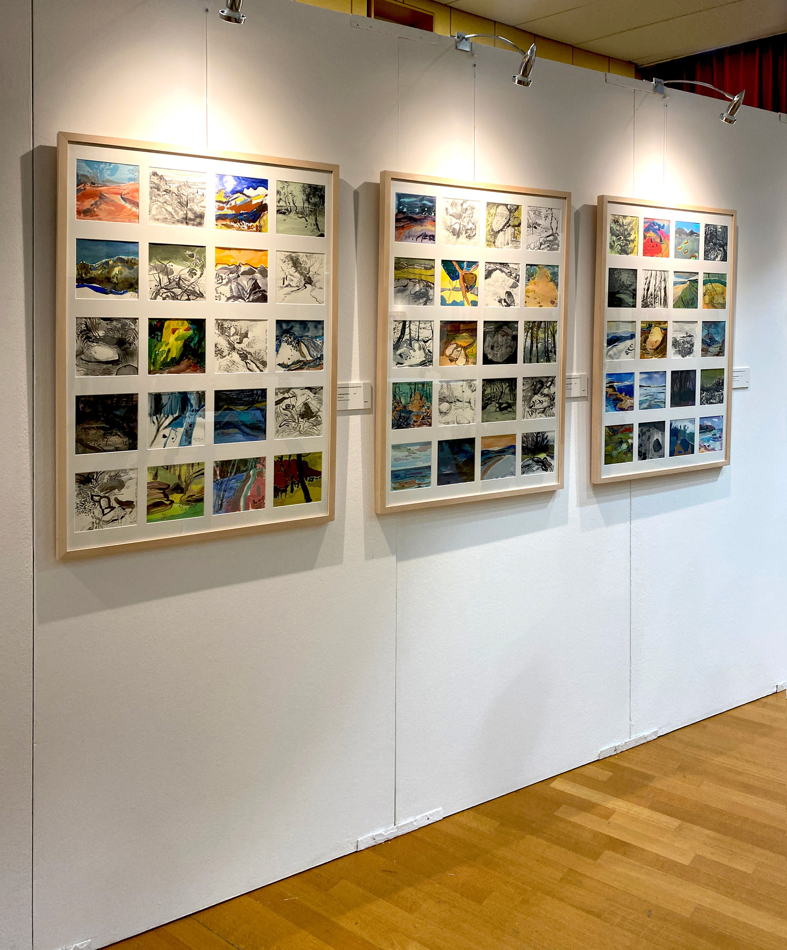 In the exhibition - series of 3 artworks "Landscape diary", 2023-2024. Artworks by lithuanian artist in Luxembourg Asta Kulikauskaite Krivickiene.