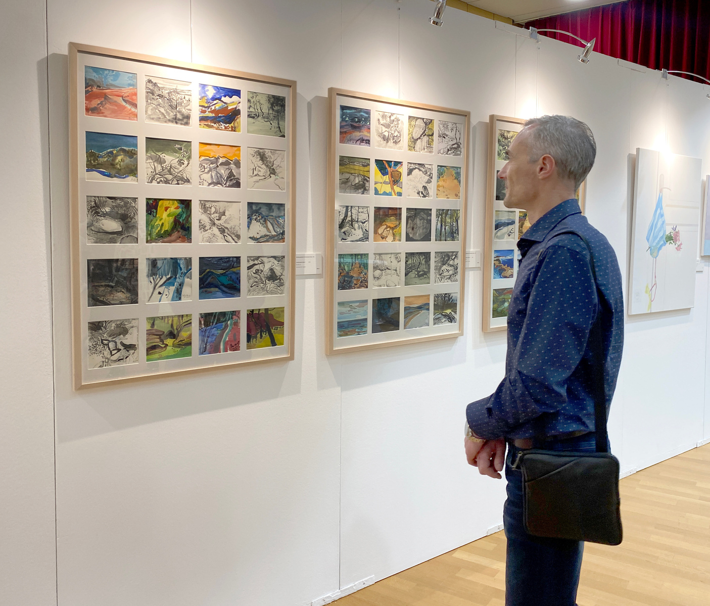 In the exhibition - series of 3 artworks "Landscape diary", 2023-2024. Artworks by lithuanian artist in Luxembourg Asta Kulikauskaite Krivickiene.