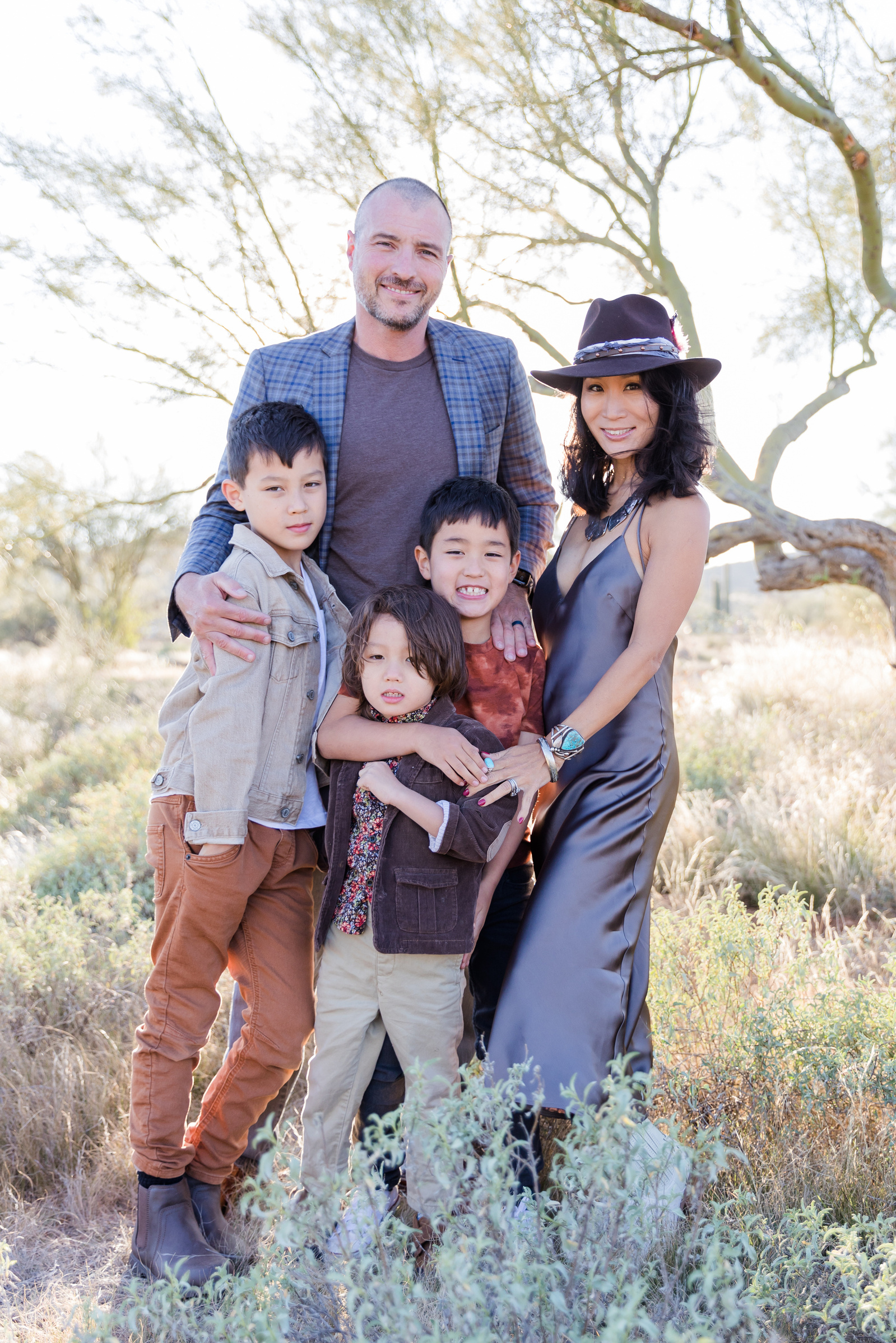 A family of five looking stylish in the Arizona desert