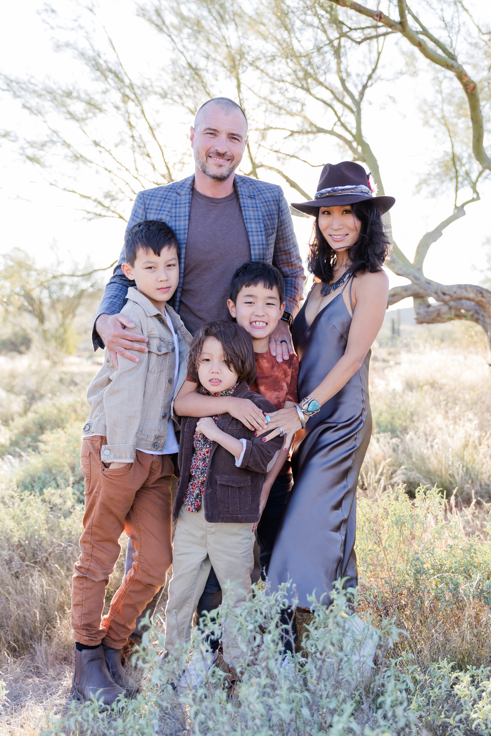 A family of five looking stylish in the desert