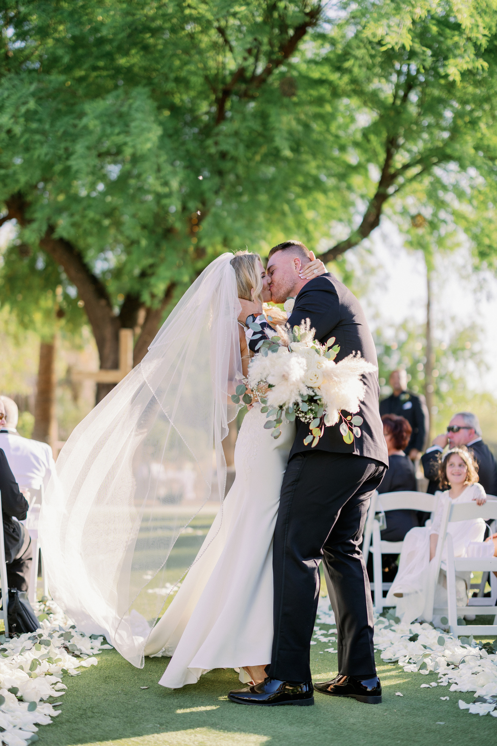 Bride and Groom kiss for the first time after saying 'I do'