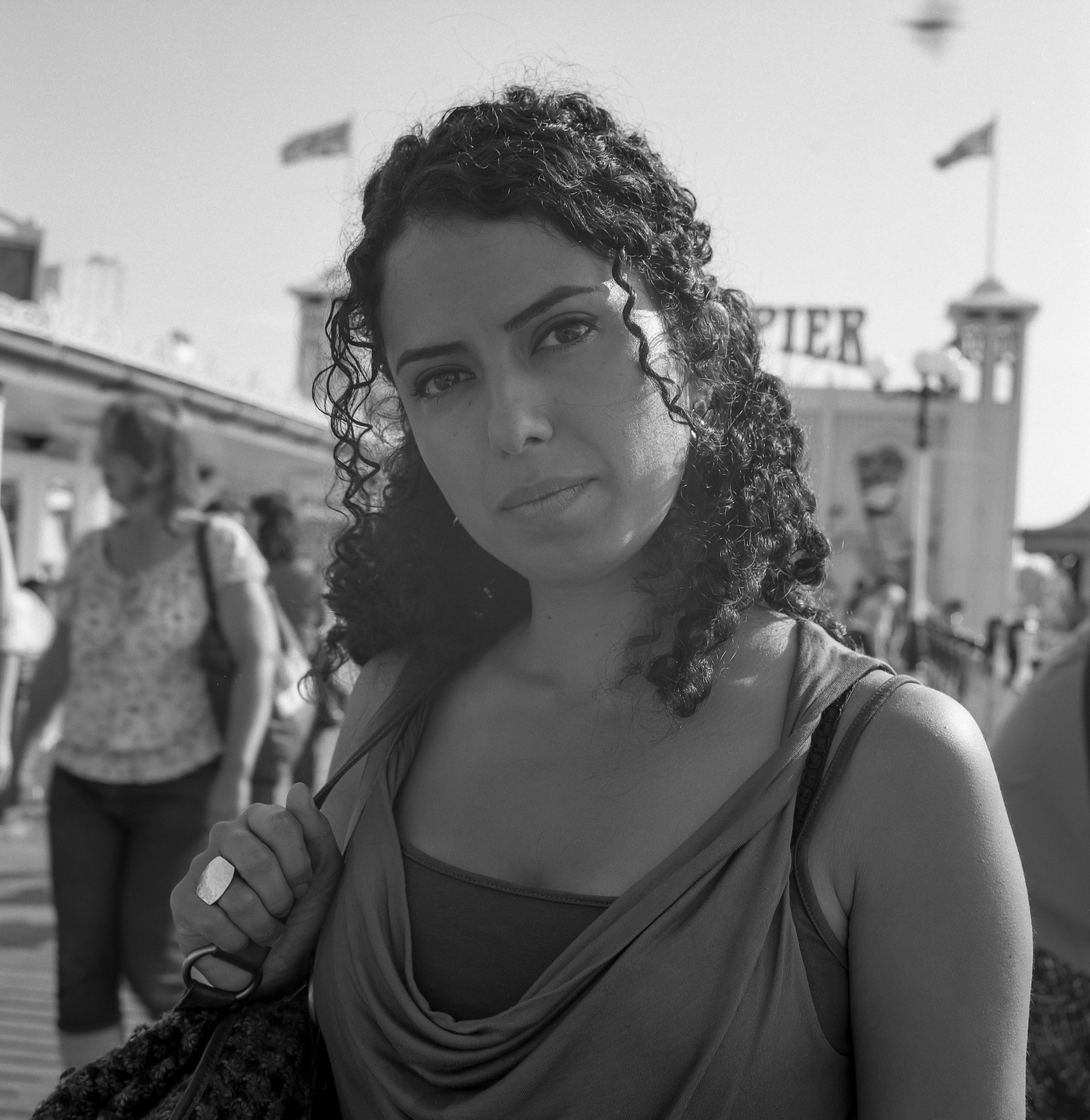 Black and white portrait of a young woman.
