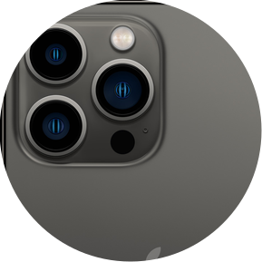 An image of an iPhone 13 Pro showing the 3 rear cameras.