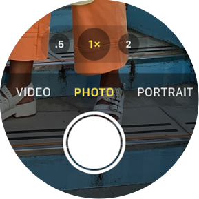 Screen image of the iPhone Camera app showing the trigger button and the various camera modes.