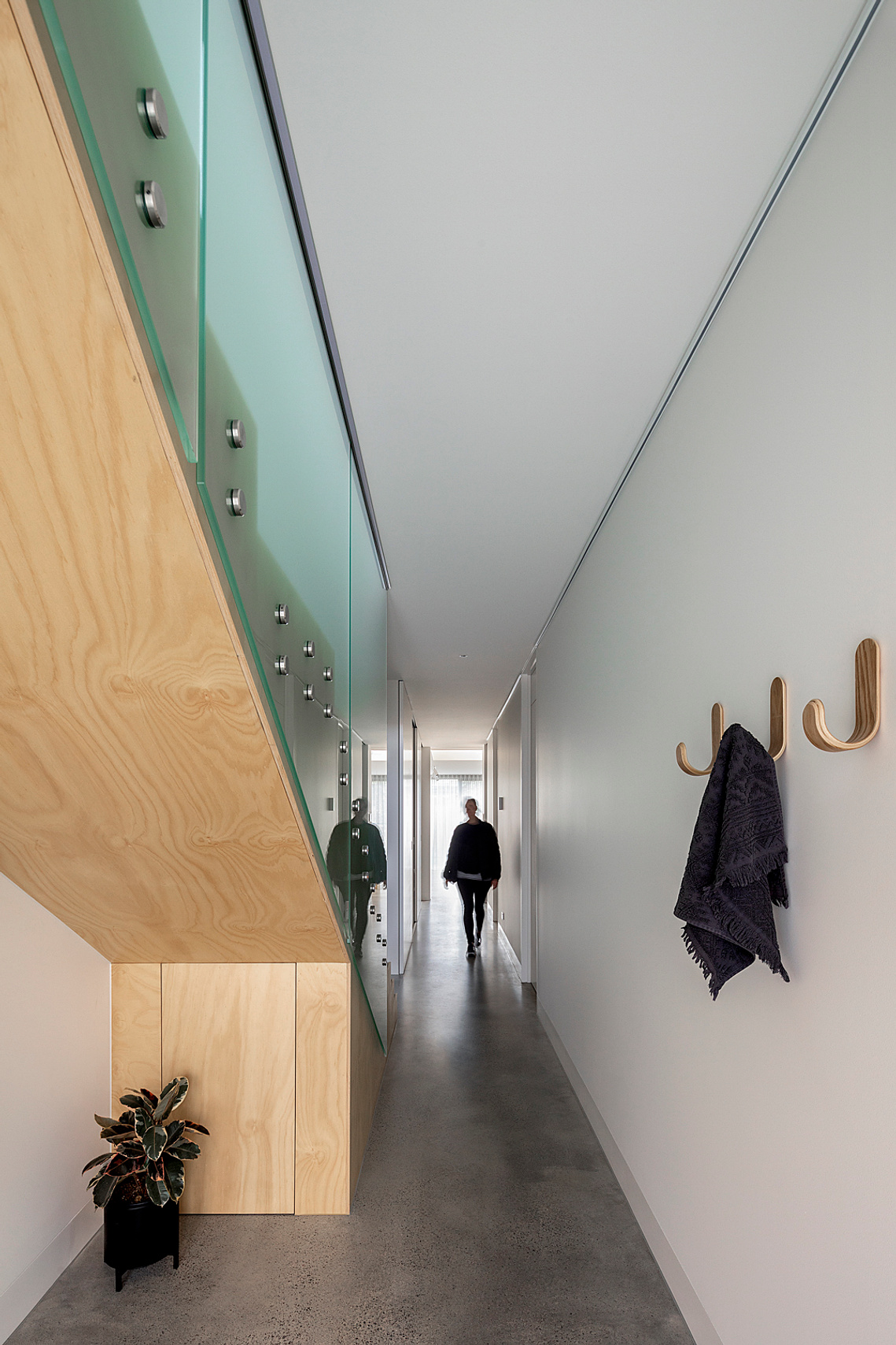 New entry space with open stair. Sustainable living Richmond