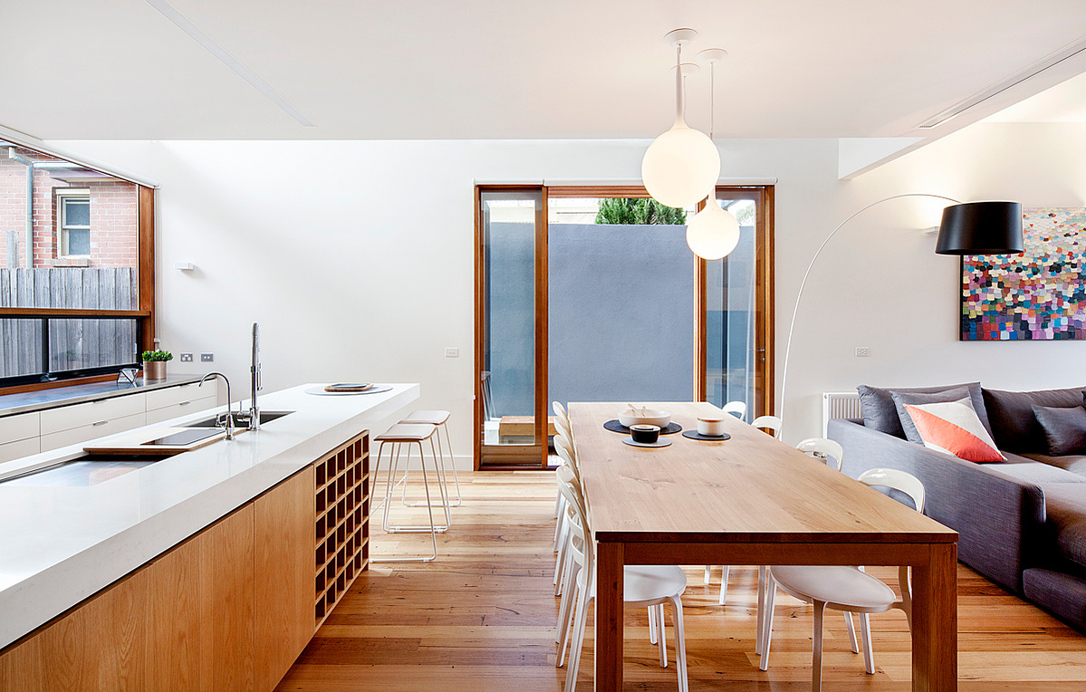 Kitchen dining living space to the ground floor with access to a side east facing seat