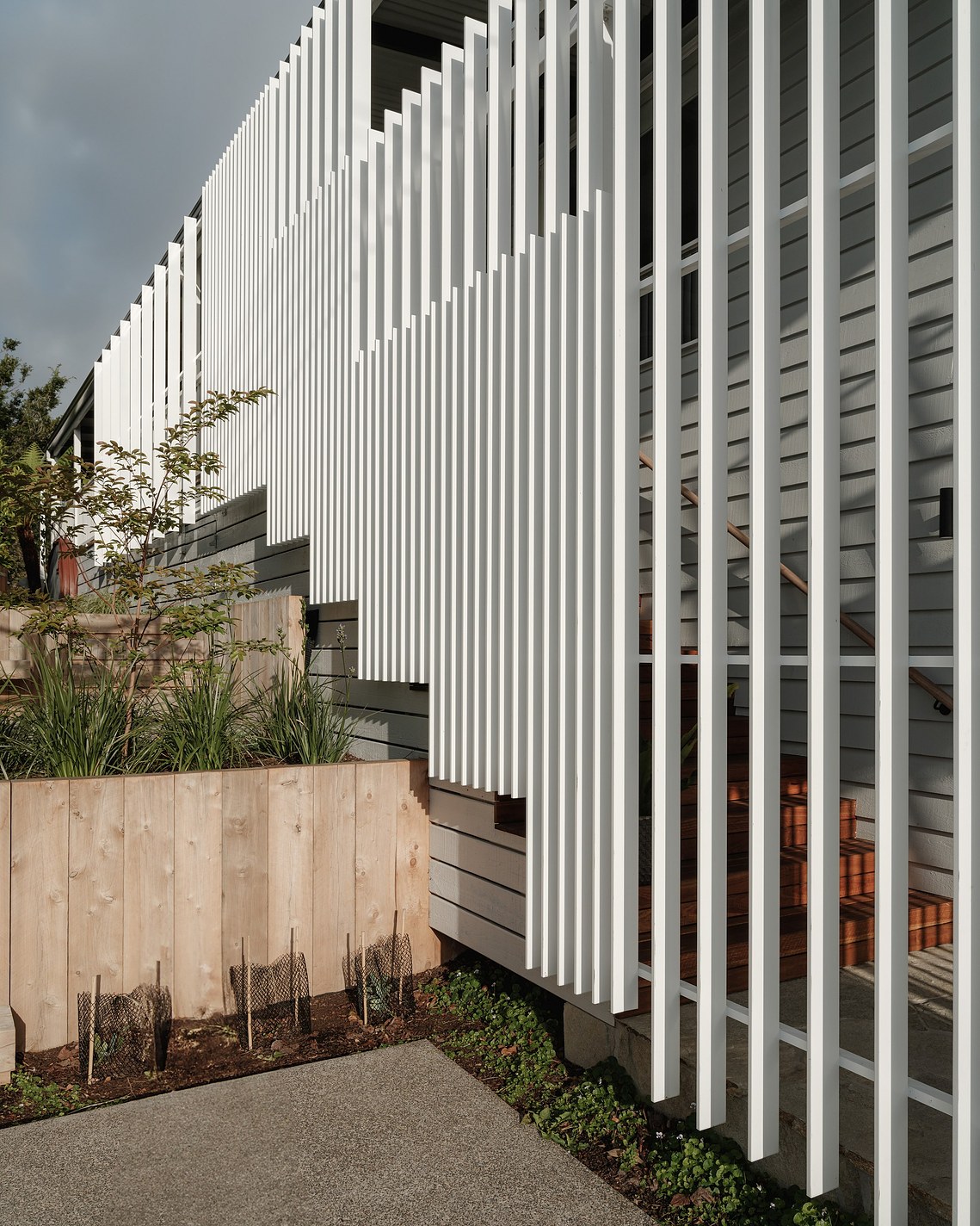 New decorative screen to existing house with feature garden