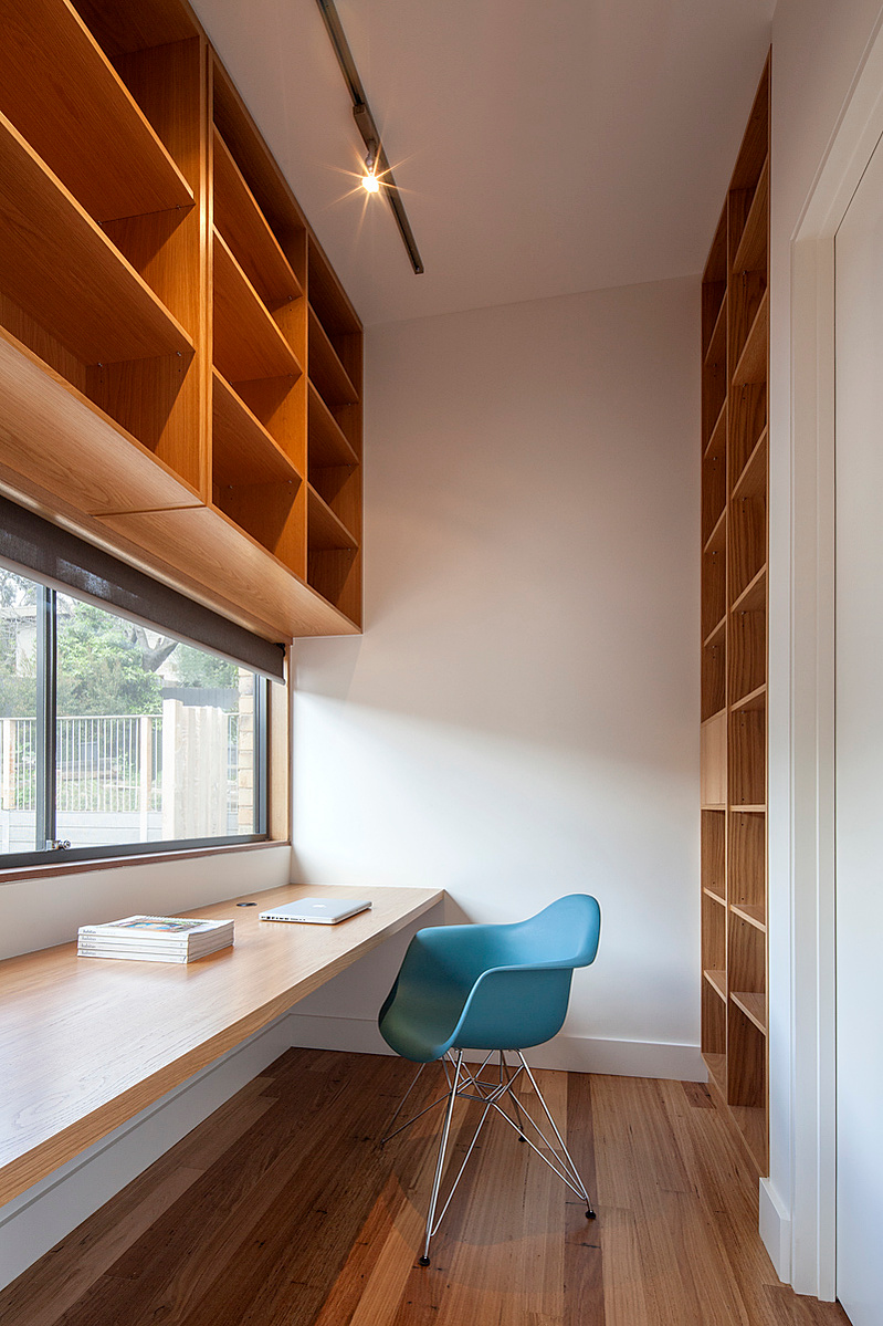A study area with ample storage makes for a comfortable home office