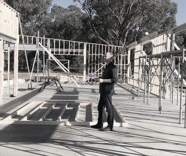 Paul Baker Architect on a new all electric high efficiency house construction site in Torquay