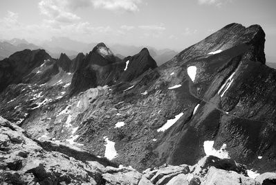 Santis Black and White Swiss Mountains landscape by Suzanne Bainton. #swissmountains #Santis