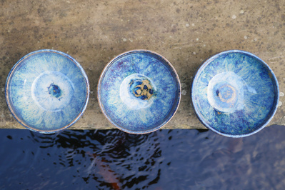 blue glazed bowls