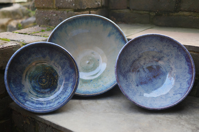Barry Dorrity hand  crafted blue glazed  bowls