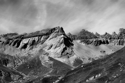 Black and White Swiss Mountains landscape by Suzanne Bainton. #swissmountains