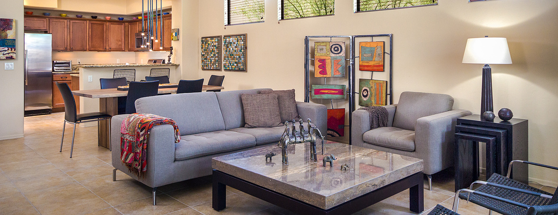 Exceptional interior design in the living room of this Tucson AZ home.  
