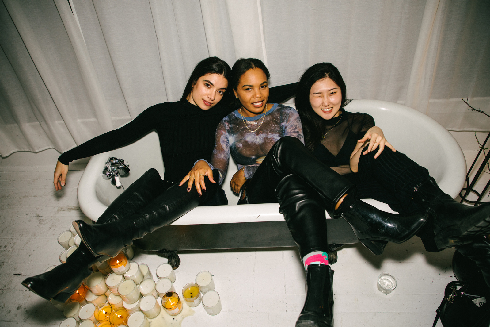 girls in bathtub editorial event for the break nyc fashion week 