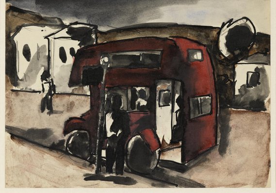 Image: Josef Herman 'Sketch of the Bus Stop' (c) Estate of Josef Herman  Licensed under CC-BY-NC-ND.  Source: Tate
