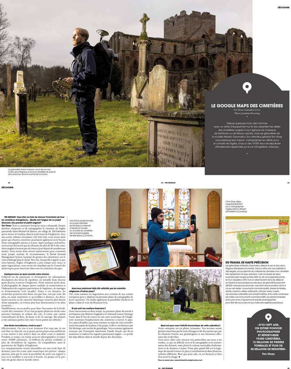 Grave mapping story published in WeDemain magazine in France
