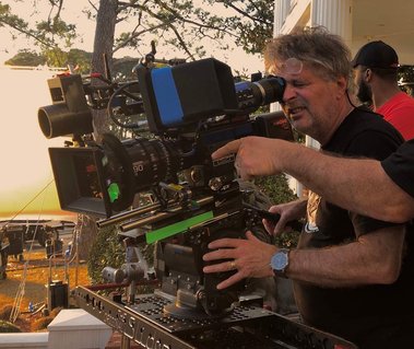 James Chressanthis, ASC, GSC operating the prototype Panavision DXL-M camera on the set of Greenleaf, 2019