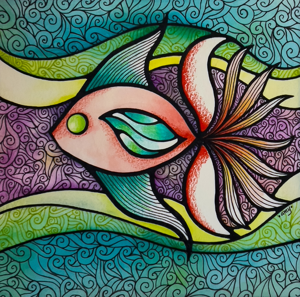 illustration, seascape, fish, ocean, whimsical, nature