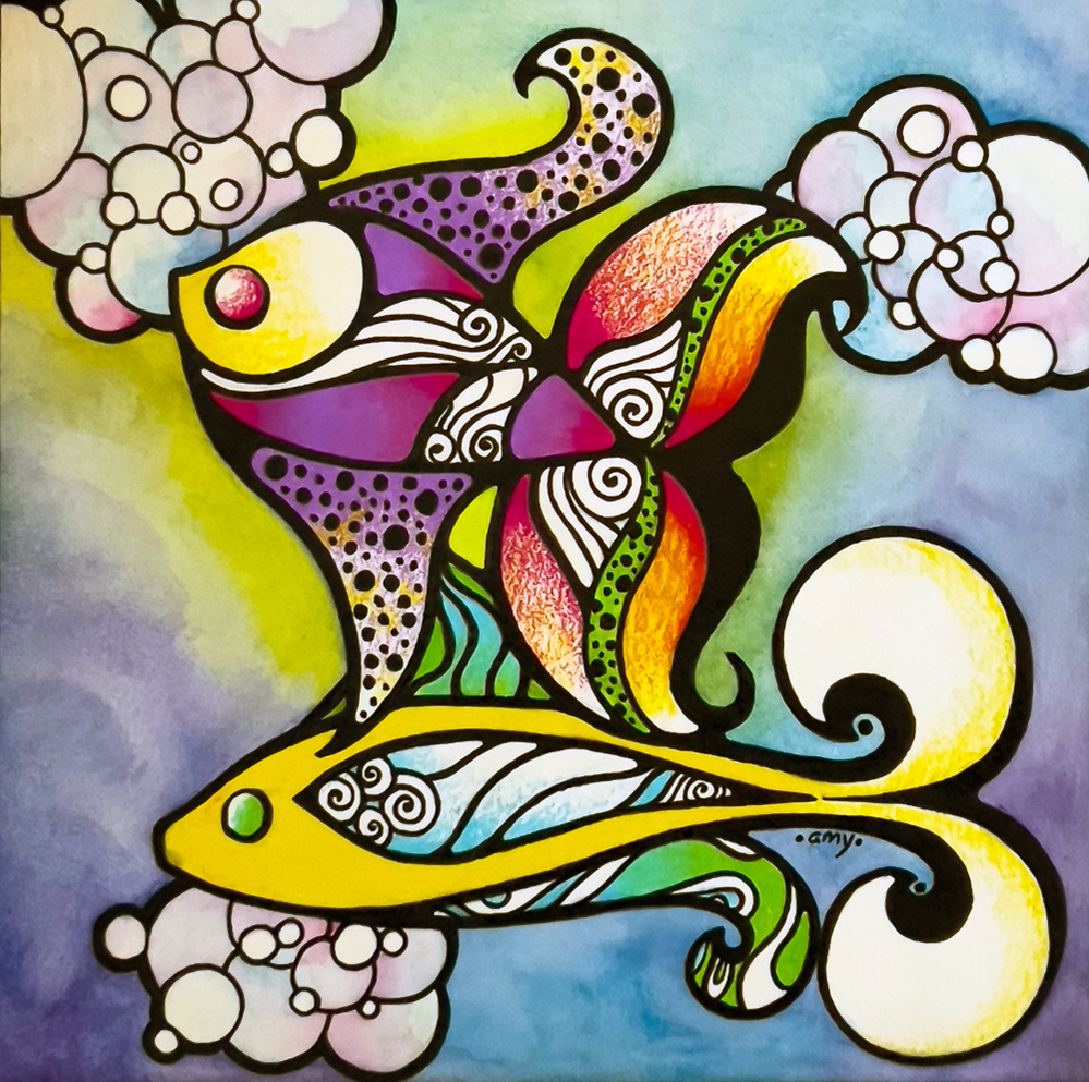 illustration, seascape, fish, ocean, whimsical, nature