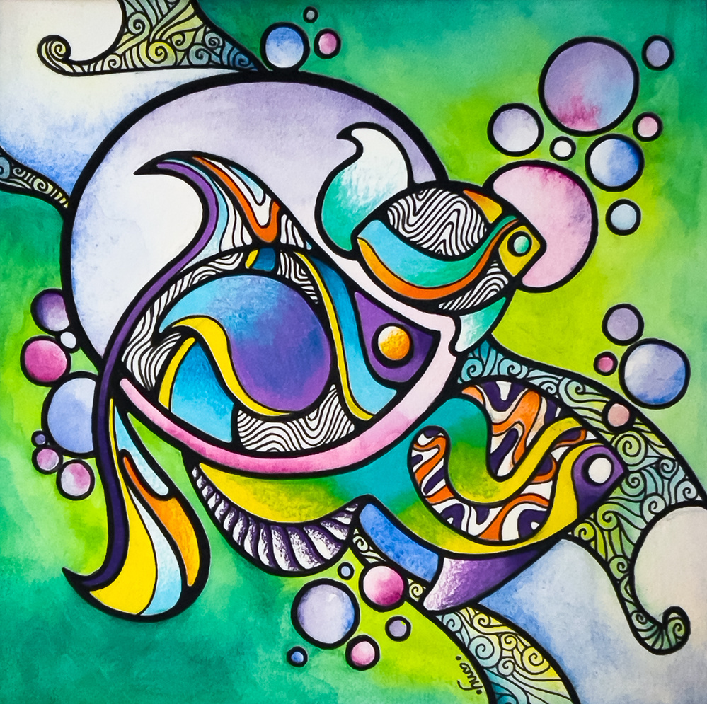 illustration, seascape, fish, ocean, whimsical, nature