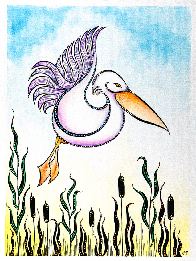 illustration, colorful, studio amy, design, birds, pelican, tropical, nature, floral, whimsical