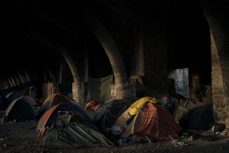 A massive semi-abandoned historical building, called the ‘Silos’, located in downtown Trieste. Since 2014 Silos has become an informal shelter for refugees arriving via Balkans route