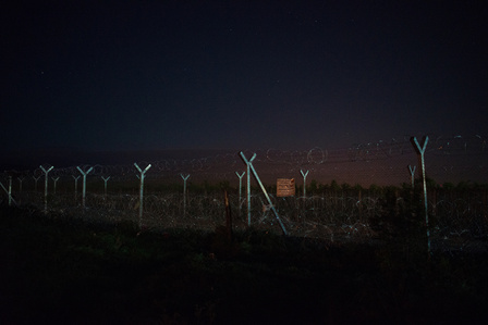 ​Barbed wire and armed guards divide the Greek territory from the

Macedonian one.