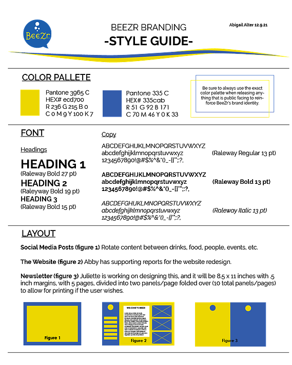 BeeZr Branding Style Guide made using Adobe Illustrator