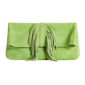 Product photography of a green handbag