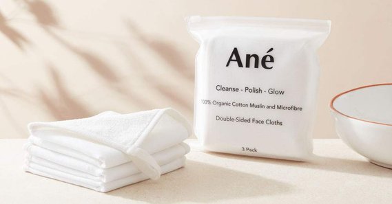 Product photography for skincare brand Ane, minimal style with neutral colours.