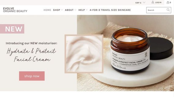 Sally Williams skincare product photography for Evolve organic skincare