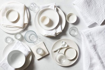 Styled photography props white ceramics and glassware
