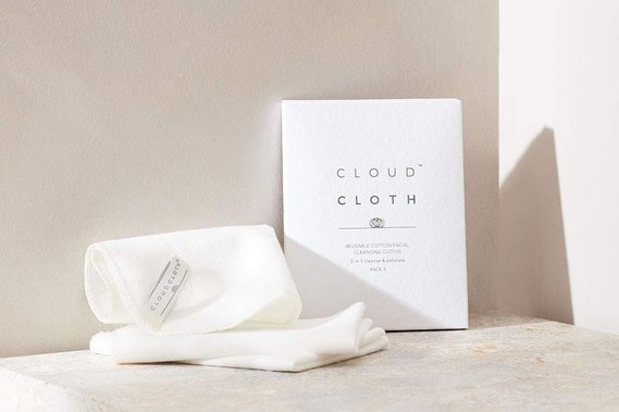 Minimal product photography of face cloths on a stone background 