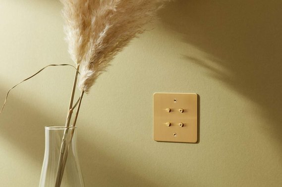 Product photography UK of gold designer light switches 