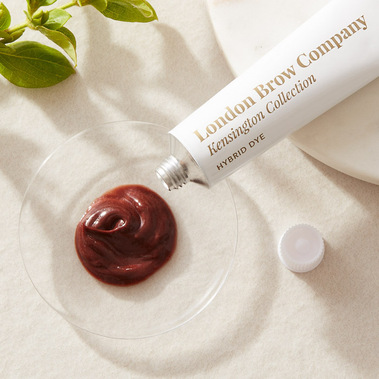 Beauty product photography of an eyebrow dye swatch.