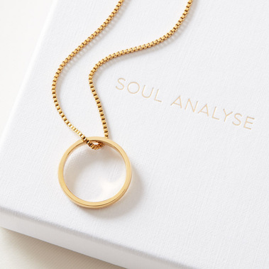 Modern jewellery photography of a necklace on a white box