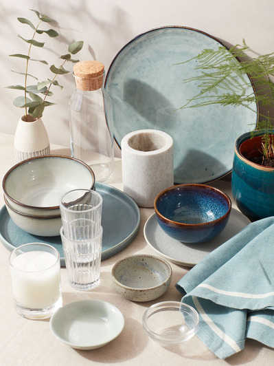 Blue props for product photography