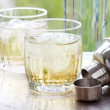 Cocktail photography, two glasses with ice and a cocktail shaker