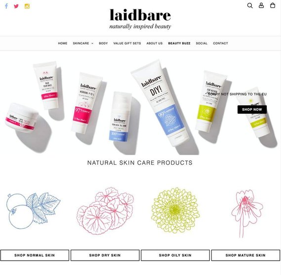 Sally Williams skincare product photography for Laidbare