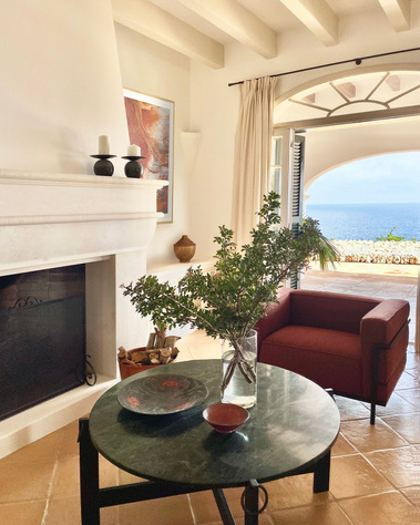 This sitting room in a house in Menorca was designed by interior designer Thomas Daviet, based in Mahon and London.