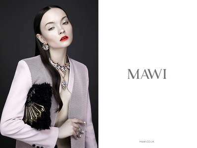 Mawi jewelry advertising campaign, female model, giovanni martins, kati garbuz, robert wun, vogue india, wonderland magazine, necklace, earrings, fashion photographer