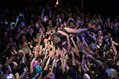 Peaches crowd surfing at Irving Plaza in NYC