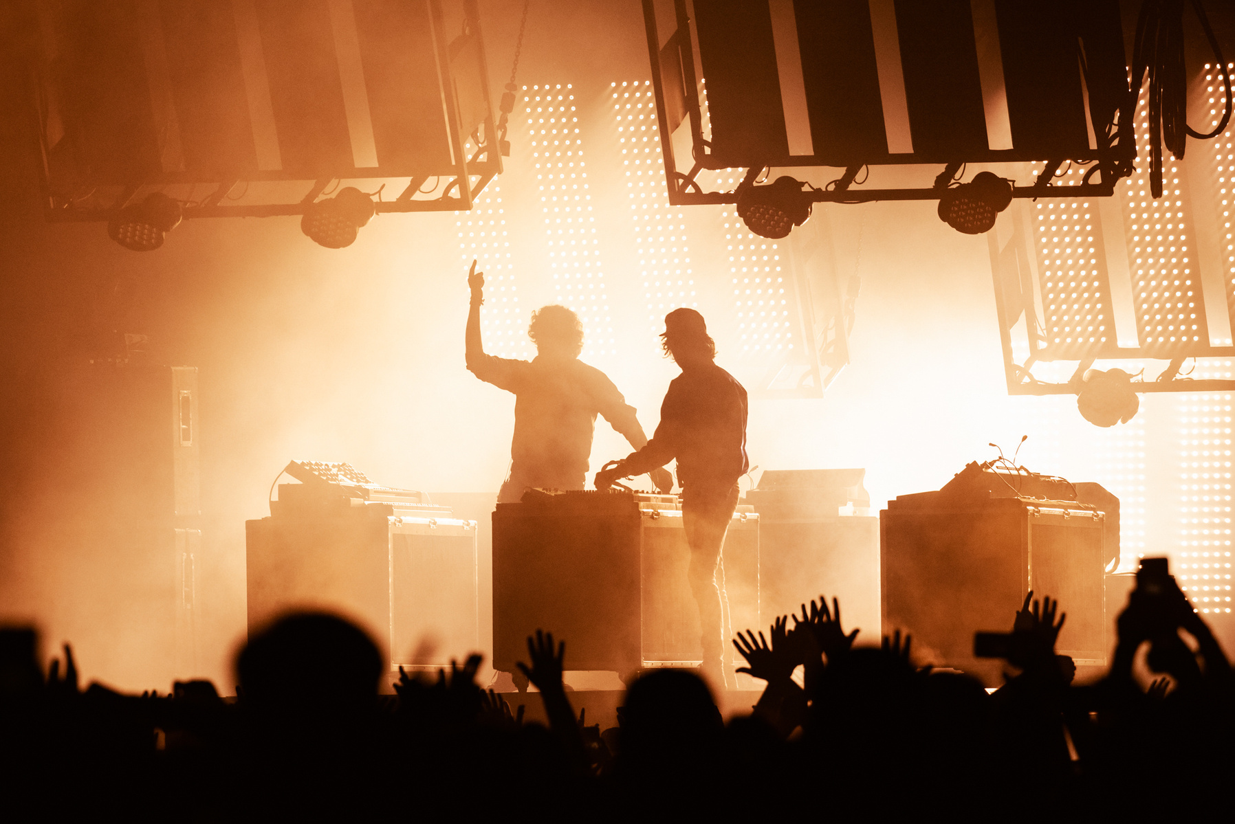 French musicians Justice performing at Panorama Music Festival in NYC