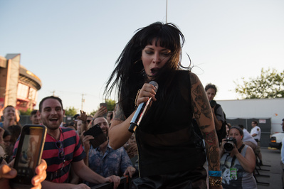 Alexis Krauss, of Sleigh Bells, performing at the Billboard Hot 100 Music Festival 2016