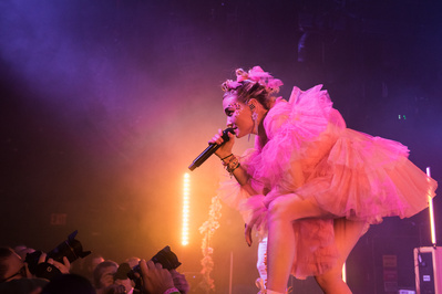 Mandy Lee, of Misterwives, performing at Brooklyn Steel in Brooklyn, NY