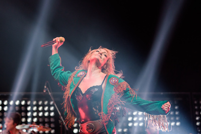 Emily Haines of Metric, performing at Barclays Center in Brooklyn, NY