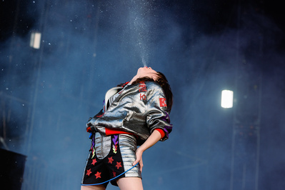 Karen O, of the Yeah Yeah Yeahs, performing at Governors Ball 2018 in NYC