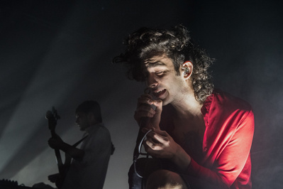 Matt Healy of The 1975, performing at Terminal 5 in NYC, 2014